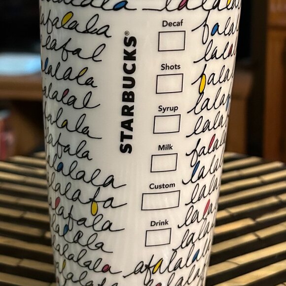 Starbucks - "falalala" - Holiday 2011 12 oz. Covered Ceramic Tumbler - Picture 3 of 6